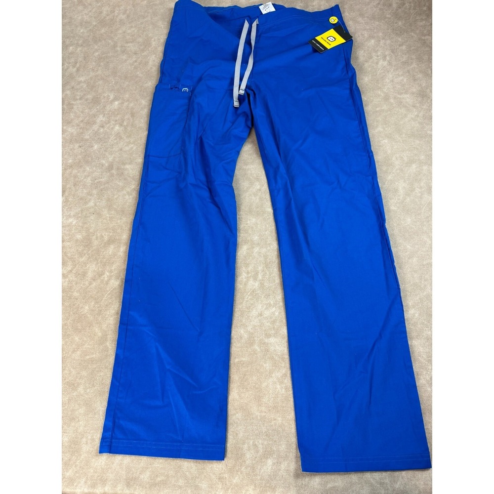 NWT WonderWink Wonderwork 500‎ Unisex Adult Drawstring Cargo Scrub Pants Blue S